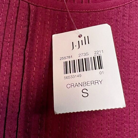 NWT J.Jill Womens A-Line Mini Babydoll Dress Small Cranberry Pintuck Casual - Picture 5 of 12